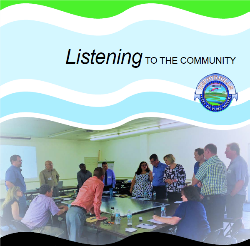 People meeting and text that reads: Listening to the Community