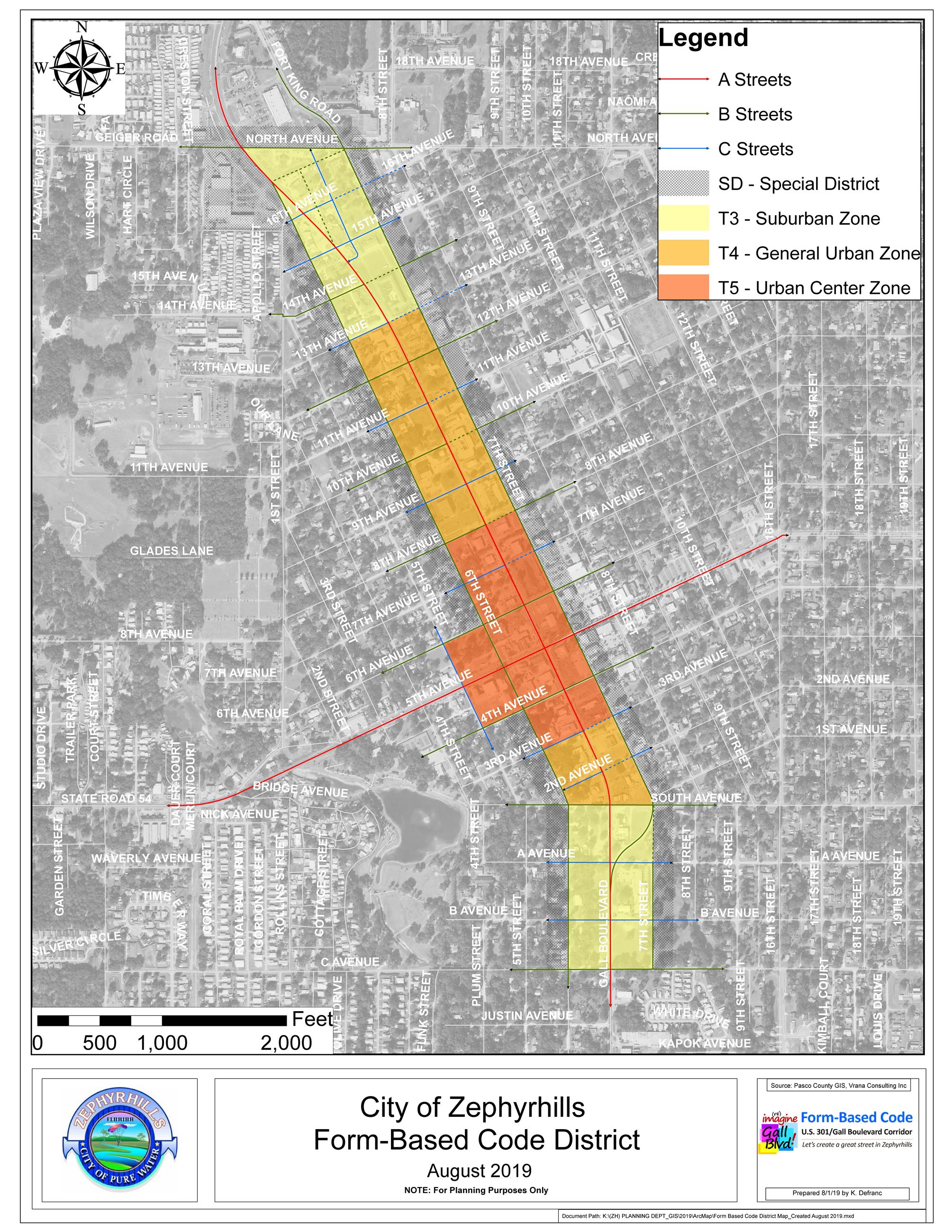 City of Zephyrhills Form Based Code District Map Created August 2019